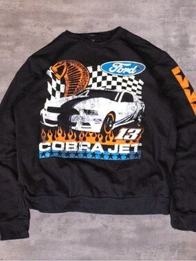 Ford Racing Cobra Jet Vintage Y2K Style Black Crewneck Sweater